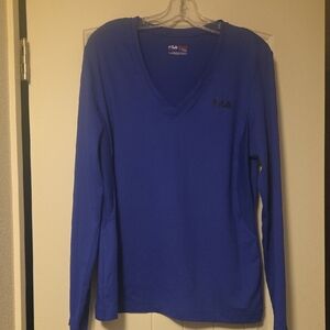 Fila Cobalt Blue V-Neck Long Sleeve Tee